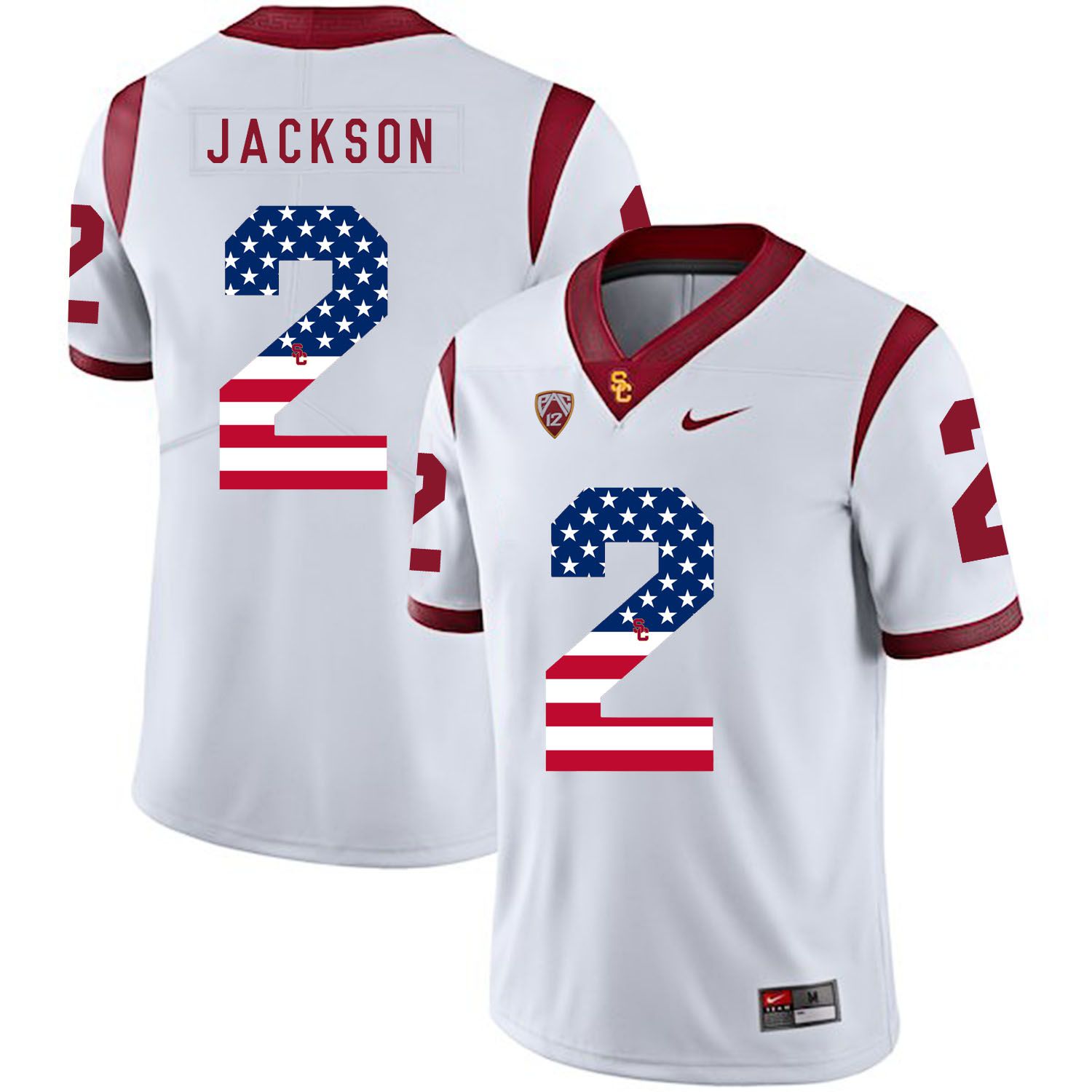 Men USC Trojans #2 Jackson White Flag Customized NCAA Jerseys->customized ncaa jersey->Custom Jersey